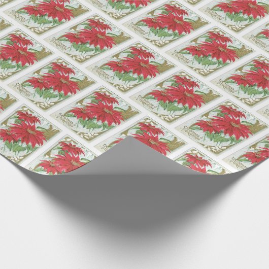 Kerstgroet Pointsettia Cadeaupapier (Hoek)