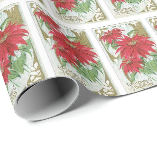 Kerstgroet Pointsettia Cadeaupapier (Rol Hoek)