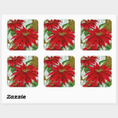 Kerstgroet Pointsettia Vierkante Sticker (Vel)