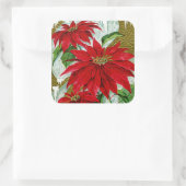 Kerstgroet Pointsettia Vierkante Sticker (Tas)