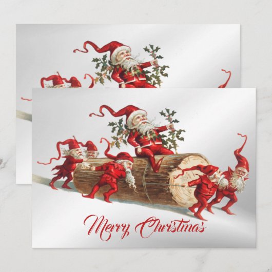 Kerstgroet rode elfen winter elegant feestdagenkaart (Voorkant / Achterkant)