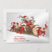 Kerstgroet rode elfen winter elegant feestdagenkaart (Achterkant)