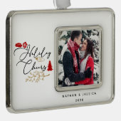 Kerstgroet Rode Hulst Foto Lijst Ornament (Rechts)