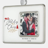 Kerstgroet Rode Hulst Foto Lijst Ornament (Links)