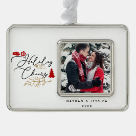Kerstgroet Rode Hulst Foto Lijst Ornament