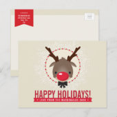 KERSTGROET rode neus rendier rudolph goud Feestdagenkaart (Voorkant / Achterkant)