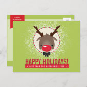 KERSTGROET rode neus rendier rudolph groen Feestdagenkaart (Voorkant / Achterkant)