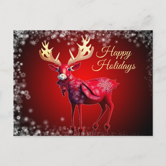 Kerstgroet Rode Rendier Wintervakantie Briefkaart (Voorkant)