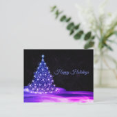 Kerstgroet Roze Blauwe winter Zwarte Briefkaart (Staand voorkant)