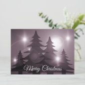 Kerstgroet Roze Bomen Paarse Winter Feestdagenkaart (Staand voorkant)