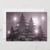 Kerstgroet Roze Bomen Paarse Winter Feestdagenkaart (Achterkant)