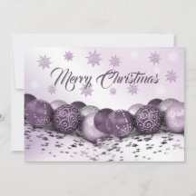 Kerstgroet Roze Paarse Ornament Sneeuwvlokken