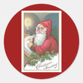 Kerstgroet  Sinterklaas Ronde Sticker (Voorkant)