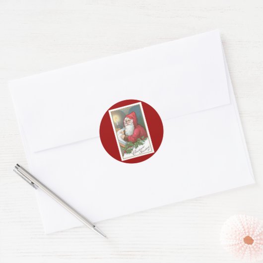 Kerstgroet  Sinterklaas Ronde Sticker (Envelop)
