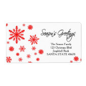 Kerstgroet sneeuwvlok Kerstadreslabel Etiket (Voorkant)