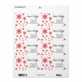Kerstgroet sneeuwvlok Kerstadreslabel Etiket (Full Sheet)