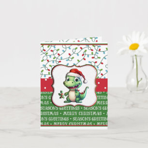 Kerstgroet T-Rex Kaart