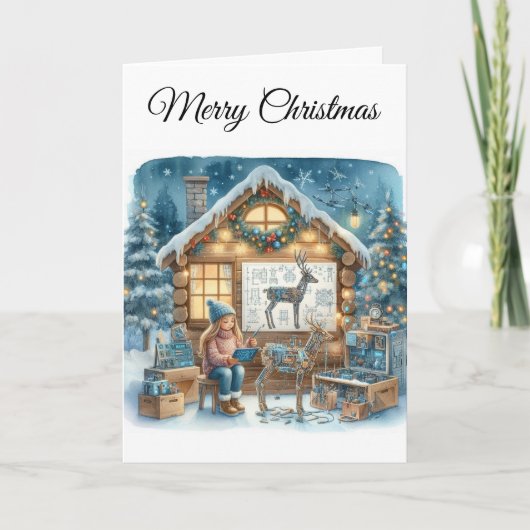 Kerstgroet Tech Meisjes Kerstmis STEM Kaart (Voorkant)