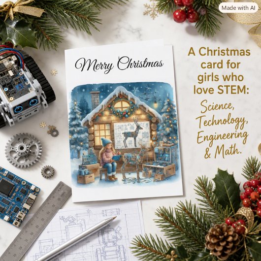 Kerstgroet Tech Meisjes Kerstmis STEM Kaart