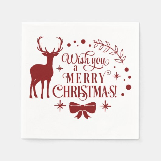 Kerstgroet Typografie met Herten Servet (Voorkant)