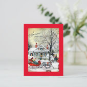 Kerstgroet uit een slee feestdagenkaart (Staand voorkant)