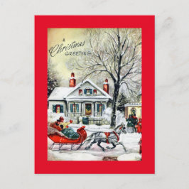 Kerstgroet uit een slee feestdagenkaart