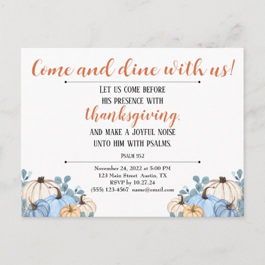 Kerstgroet Uitnodiging Schriftuur Pompoenveld (Voorkant)