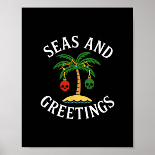 Kerstgroet Vakantie Pun Pirate Zeggen Cruise Poster