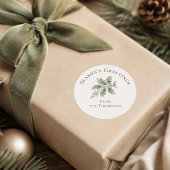 Kerstgroet van botanisch groen ronde sticker