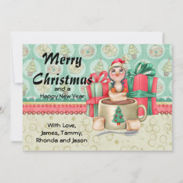 Kerstgroet van Cocoa Penguin Feestdagenkaart