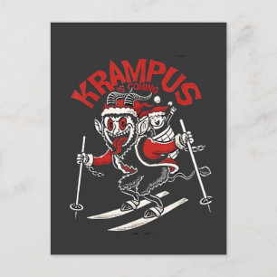 Kerstgroet van de Krampus Kerstduivel Aankondigingskaart