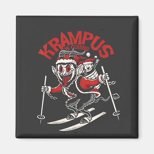 Kerstgroet van de Krampus Kerstduivel Magneet (Voorkant)
