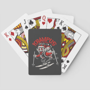 Kerstgroet van de Krampus Kerstduivel Pokerkaarten