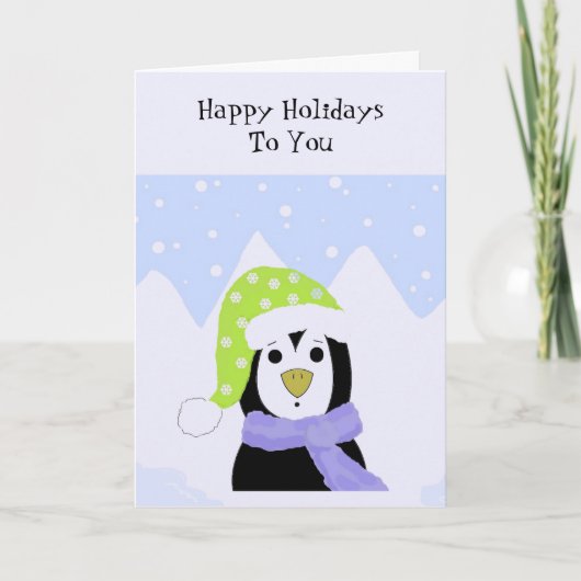 Kerstgroet van de pinguïn feestdagen kaart (Voorkant)