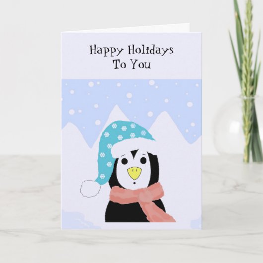 Kerstgroet van de pinguïn feestdagen kaart (Voorkant)