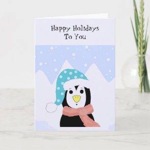 Kerstgroet van de pinguïn feestdagen kaart