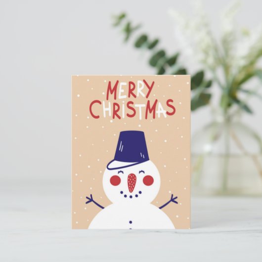 Kerstgroet van een Sneeuwman Feestdagenkaart (Staand voorkant)