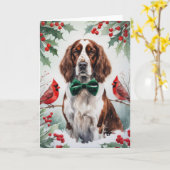 Kerstgroet van Engelse Setter-hond Kaart (Gele Bloem)