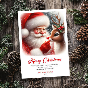 Kerstgroet van heldere Kerstman en Rudolph Feestdagenkaart