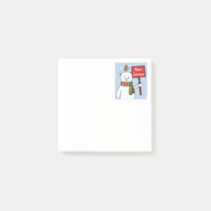 Kerstgroet van ijsbeer en roodborstje post-it® notes