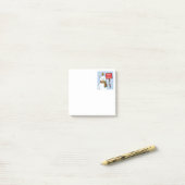 Kerstgroet van ijsbeer en roodborstje post-it® notes (Op bureau)
