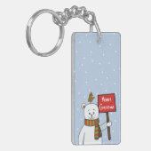 Kerstgroet van ijsbeer en roodborstje sleutelhanger (Voorkant Links)