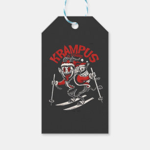 Kerstgroet van Krampus Kerstduivel  Cadeaulabel