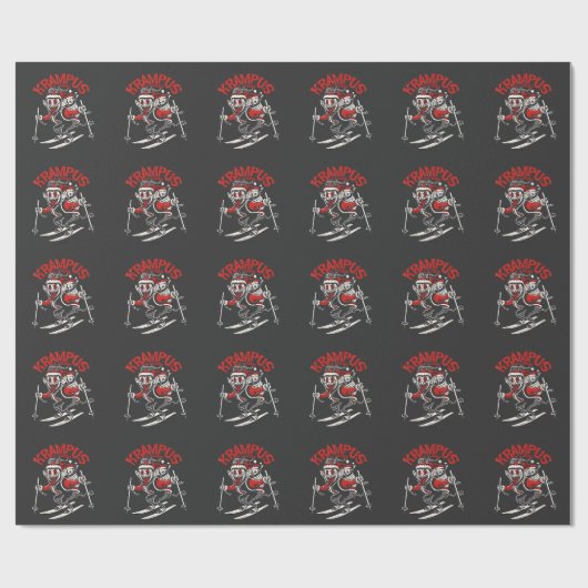 Kerstgroet van Krampus Kerstduivel Cadeaupapier (Vlak)