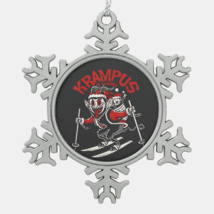 Kerstgroet van Krampus Kerstduivel  Tin Sneeuwvlok Ornament