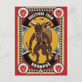 Kerstgroet van Krampus teken dragen speelgoed Feestdagenkaart (Voorkant)