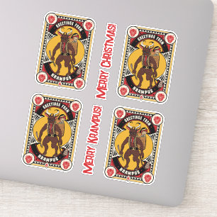 Kerstgroet van Krampus teken dragen speelgoed Sticker