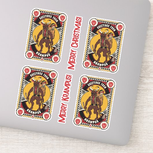 Kerstgroet van Krampus teken dragen speelgoed Sticker (Detail)