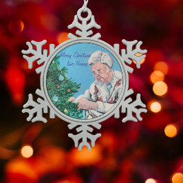 Kerstgroet van NANNY/GRAMMY Handbeschilderd Tin Sneeuwvlok Ornament