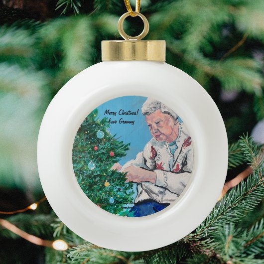 Kerstgroet van NANNY / GRAMMY handgeschilderd Keramische Bal Ornament